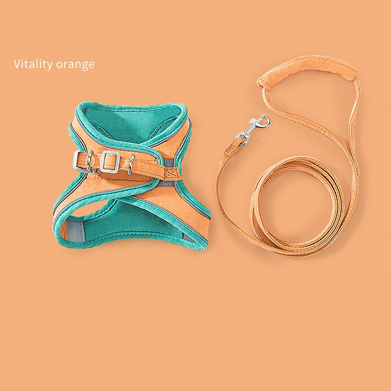 The VestWalk Suede Pet Harness Leash - Colorful Vest-Style Chest Strap for Cats & Small Dogs! 🐱🐶