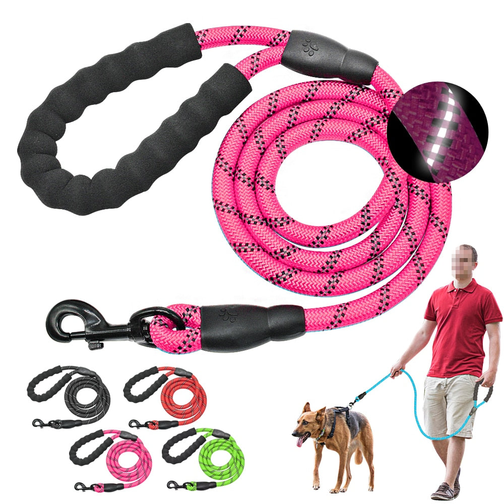 The NightWalk Reflective Dog Leash - Heavy-Duty Nylon Lead for Dogs of All Sizes! 🐶🔦