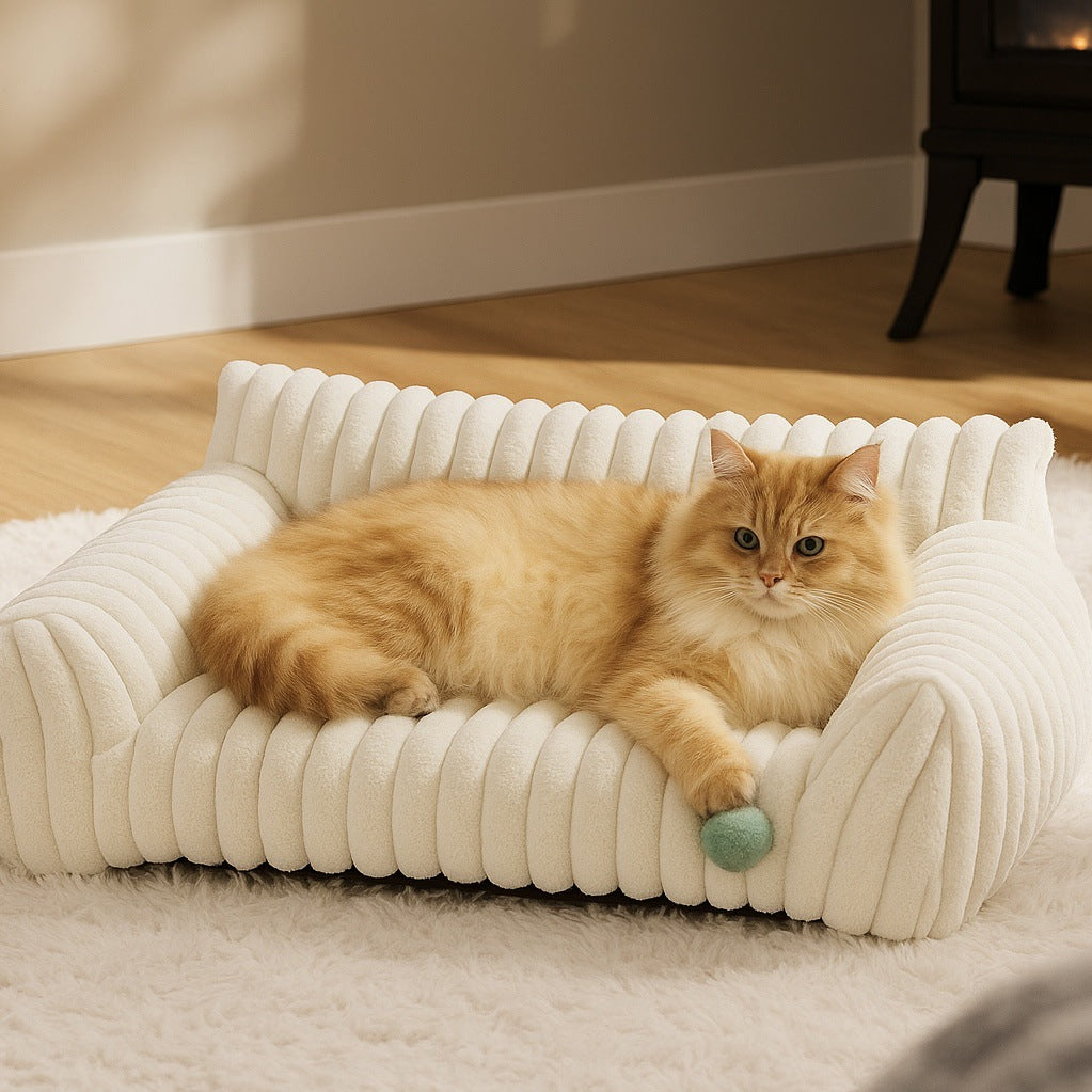 VelvetNap Plush Pet Sofa Bed 🛋️🐾 — Washable Rabbit Fur All-Season Dog & Cat Mattress
