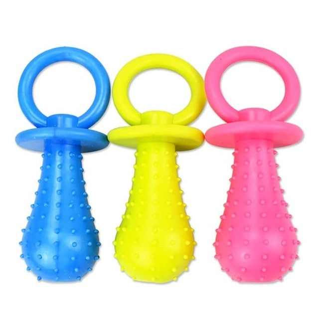 ChewSoothe Rubber Pacifier Dog Toy 🍼🐶 — Jingle Sound Molar Chew Toy for Teething Puppies (2-Pack)
