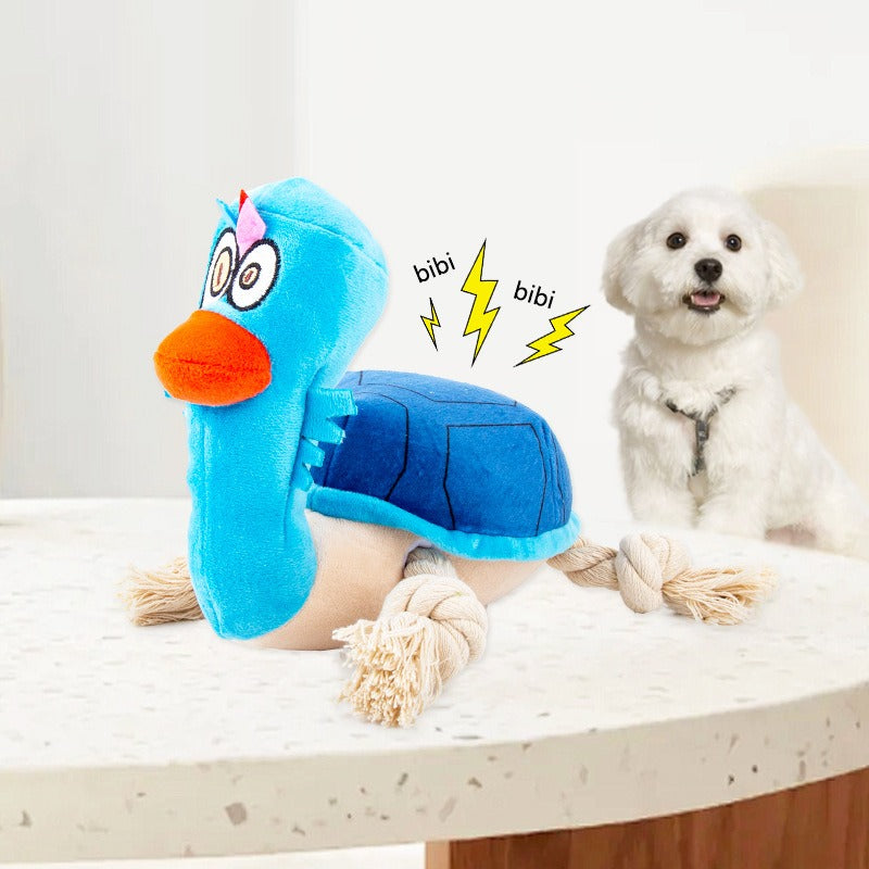 TurtleTime Rope Plush Dog Toy 🐢🐶 — Squeaky Bite-Resistant Cotton Rope Chew Toy for Puppies & Large Dogs