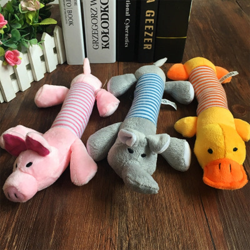 SquishPals Plush Squeaky Dog Toy 🐘🐷🦤 — Soft Fleece Chew & Cuddle Toy for Dogs & Cats