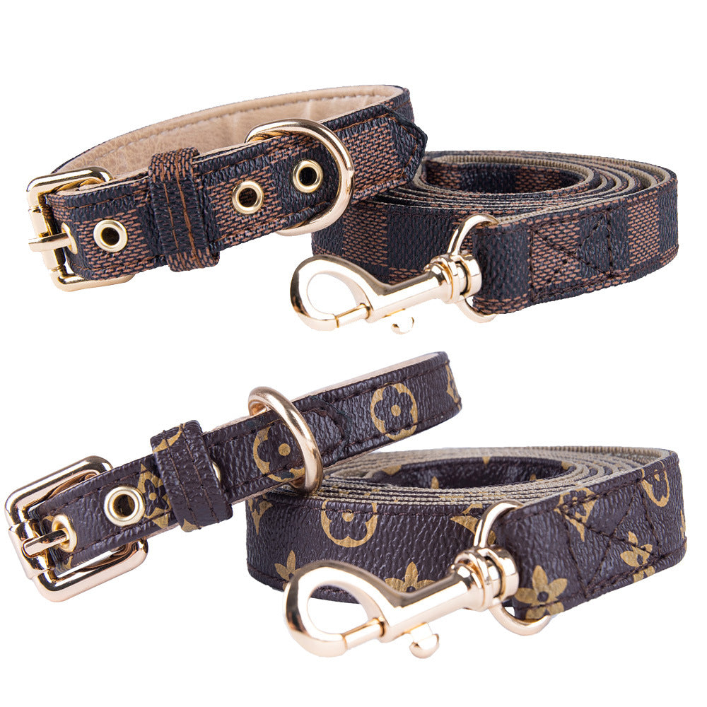 The LuxeLeash PU Leather Dog Collar & Leash Set - Stylish Anti-Tangle Walking Set for Dogs & Cats! 🐶🦴
