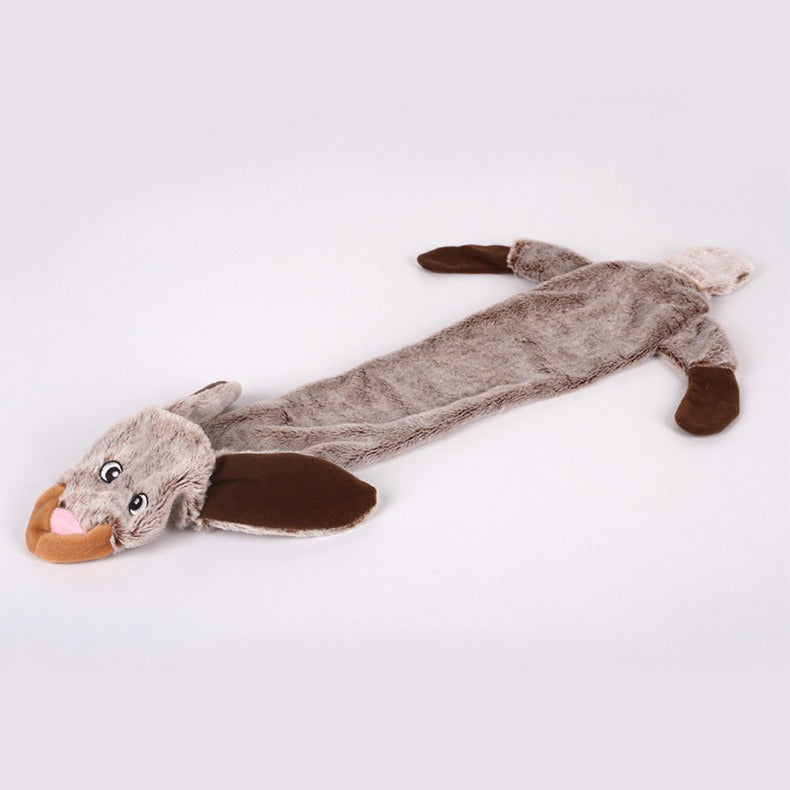 WildSqueak Long Animal Dog Toy 🐿️🦝🐇🐺 — Corduroy Squeaky Plush for Dogs & Cats