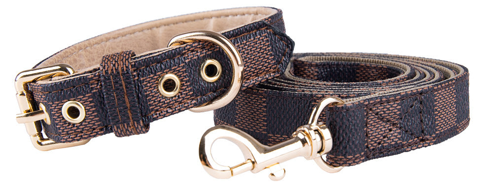 The LuxeLeash PU Leather Dog Collar & Leash Set - Stylish Anti-Tangle Walking Set for Dogs & Cats! 🐶🦴