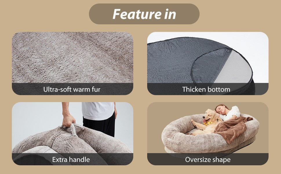 HumanNap Giant Dog Bed 🐾😴 — Oversized Portable Lounger for Dogs, Cats & Their Humans