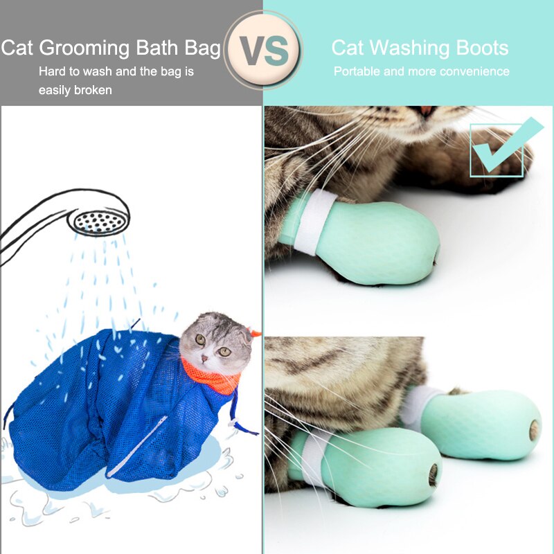 The No-Scratch Bath Boots for Cats - Grooming Just Got Safer! 🐱💚