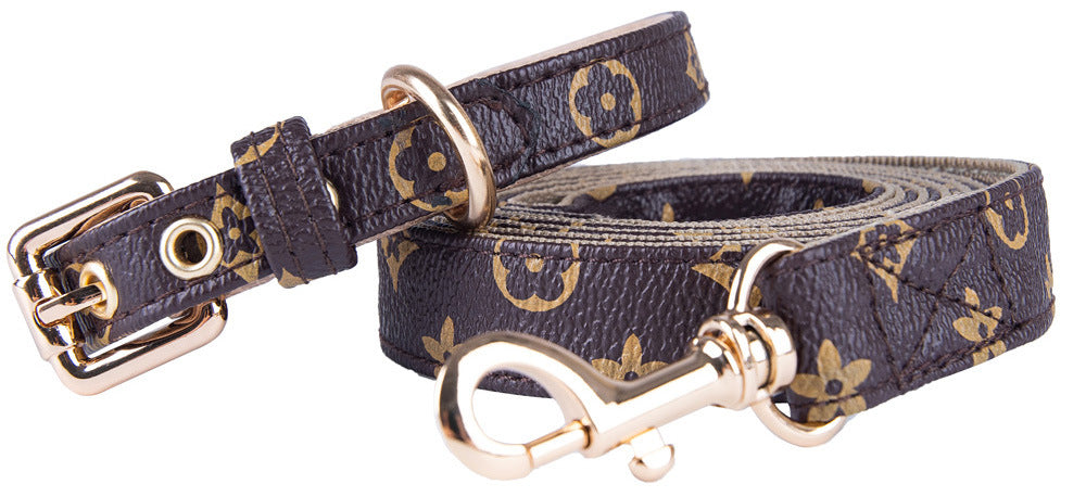 The LuxeLeash PU Leather Dog Collar & Leash Set - Stylish Anti-Tangle Walking Set for Dogs & Cats! 🐶🦴