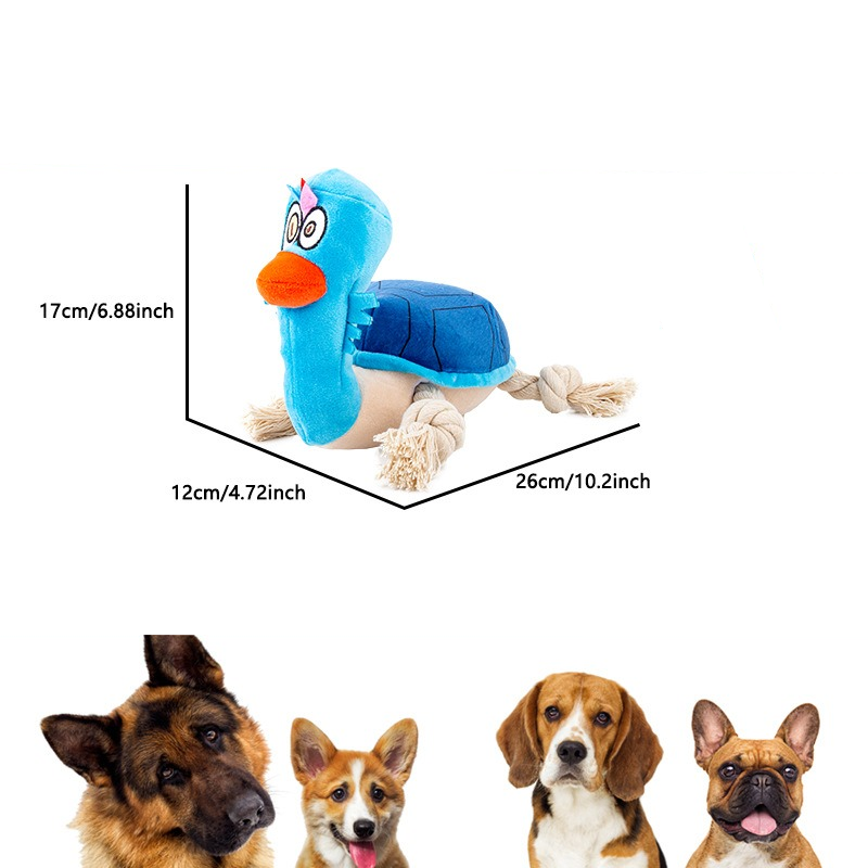 TurtleTime Rope Plush Dog Toy 🐢🐶 — Squeaky Bite-Resistant Cotton Rope Chew Toy for Puppies & Large Dogs