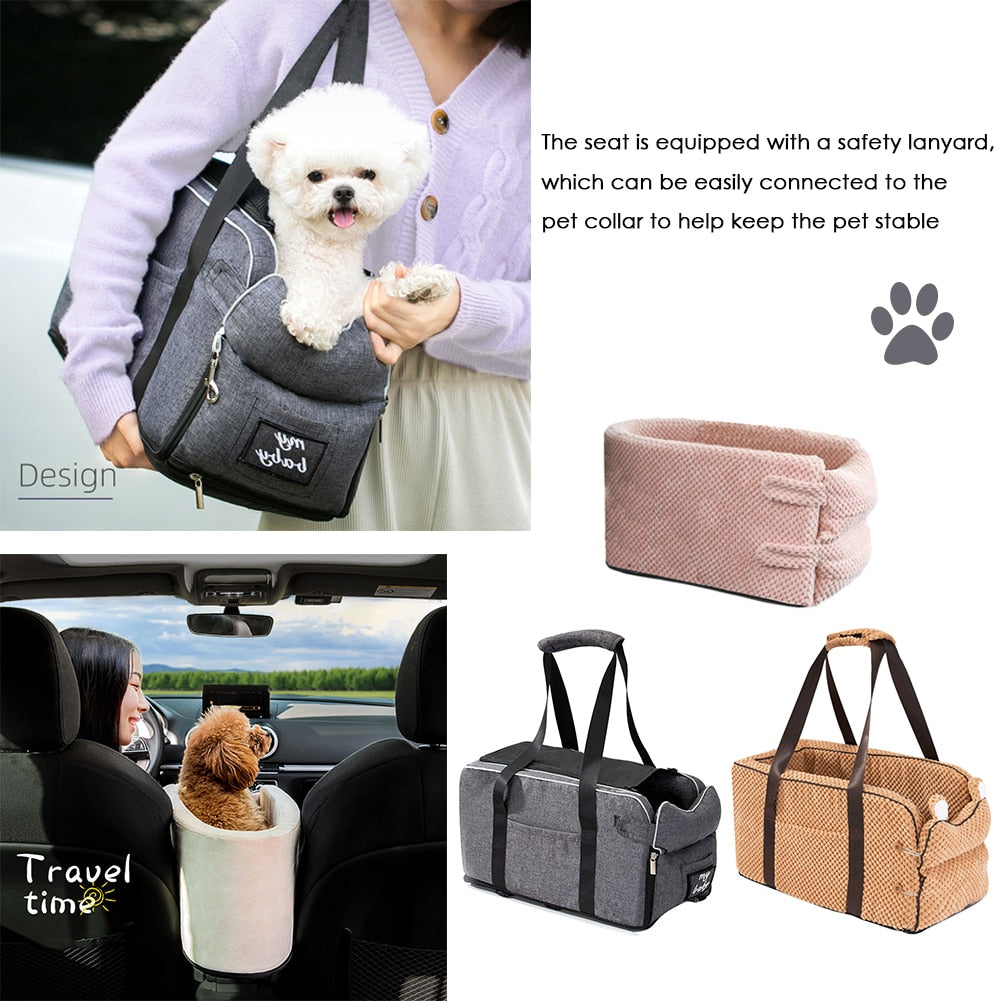 🚗🐾 Cozy Car Console Pet Seat – Portable Travel Bed & Booster for Dogs & Cats!