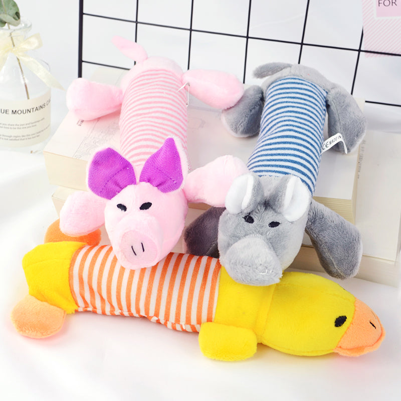 SquishPals Plush Squeaky Dog Toy 🐘🐷🦤 — Soft Fleece Chew & Cuddle Toy for Dogs & Cats