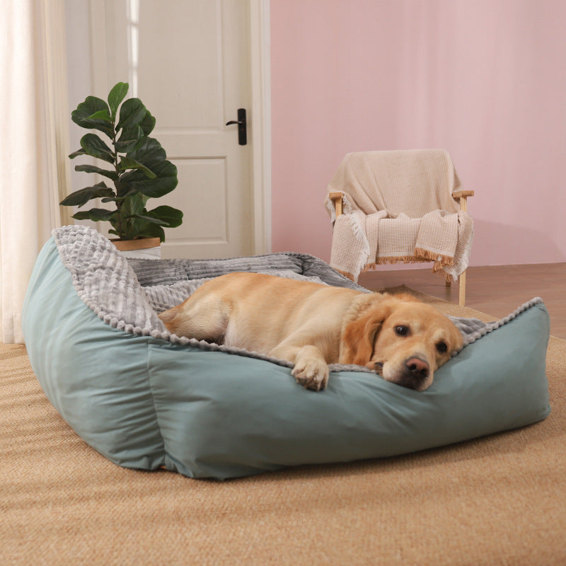 CloudNap Fleece Dog Sofa Bed ☁️🐾 — All-Season Removable Washable Pet Kennel Mat for Large Dogs