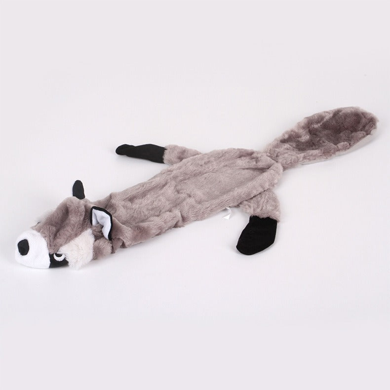 WildSqueak Long Animal Dog Toy 🐿️🦝🐇🐺 — Corduroy Squeaky Plush for Dogs & Cats