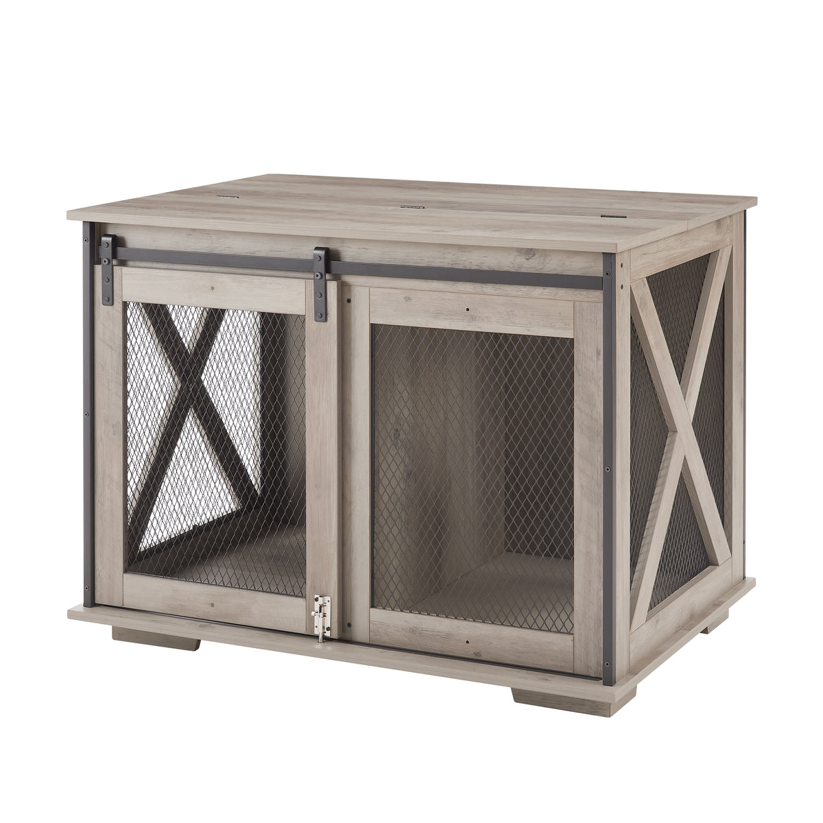 The HomeNest Farmhouse Dog Crate Furniture - Sliding Barn Door Kennel End Table with Flip-Top! 🐶🏡