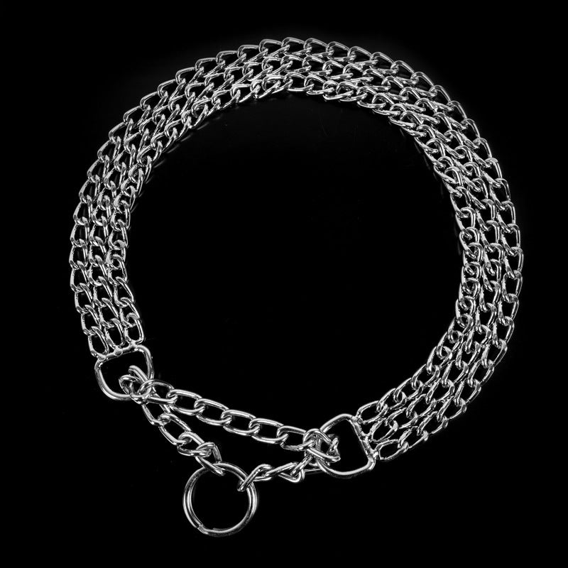 The ChainMaster Double Row Dog Training Collar - Durable Silver Chain Slip Collar for Dogs! 🐶🔗