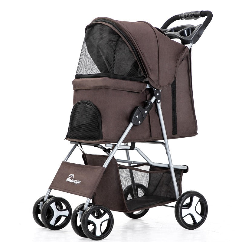 🐾 The Rolls-Royce of Pet Strollers – Foldable 4-Wheel Cart for Cats & Dogs 🐶🐱