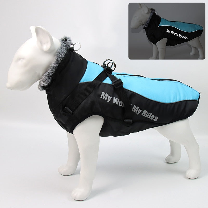 The RainRover Dog Jacket - Waterproof, Reflective & Fur-Collared for Big Dogs! 🐾🌧️