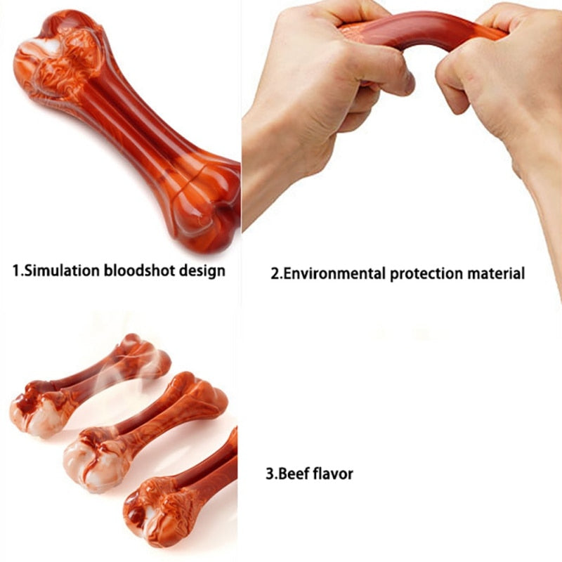 ChompGuard Beef Bone Chew Toy 🦴🐶 — Indestructible TPU Dog Bone for Aggressive Chewers