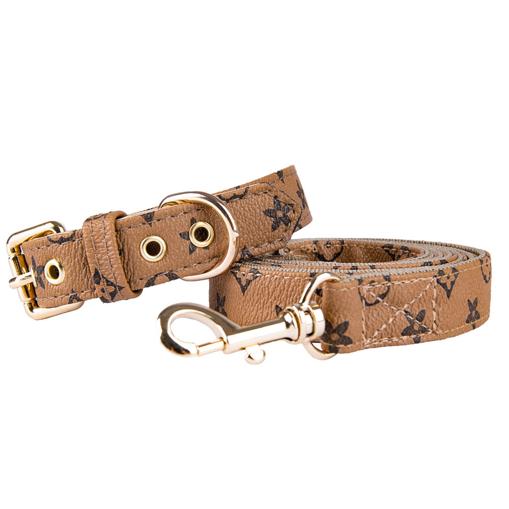 The LuxeLeash PU Leather Dog Collar & Leash Set - Stylish Anti-Tangle Walking Set for Dogs & Cats! 🐶🦴