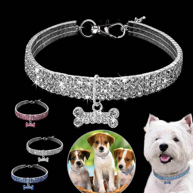 The BlingBone Crystal Dog Collar - Sparkling Bone Pendant Necklace for Small & Medium Dogs! 🐶💎