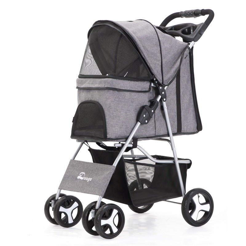 🐾 The Rolls-Royce of Pet Strollers – Foldable 4-Wheel Cart for Cats & Dogs 🐶🐱