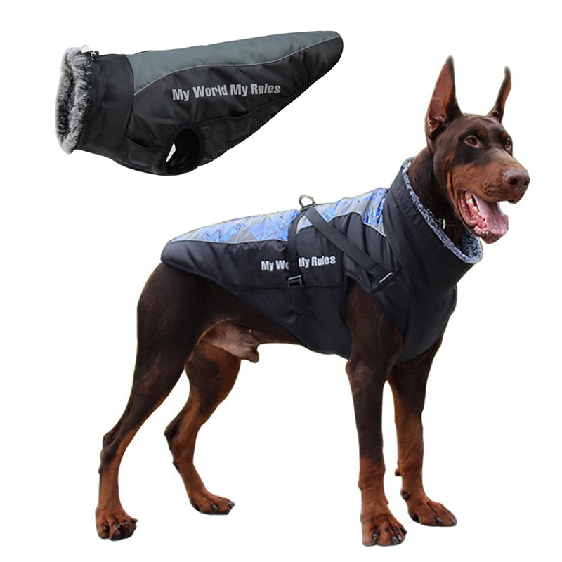 The RainRover Dog Jacket - Waterproof, Reflective & Fur-Collared for Big Dogs! 🐾🌧️