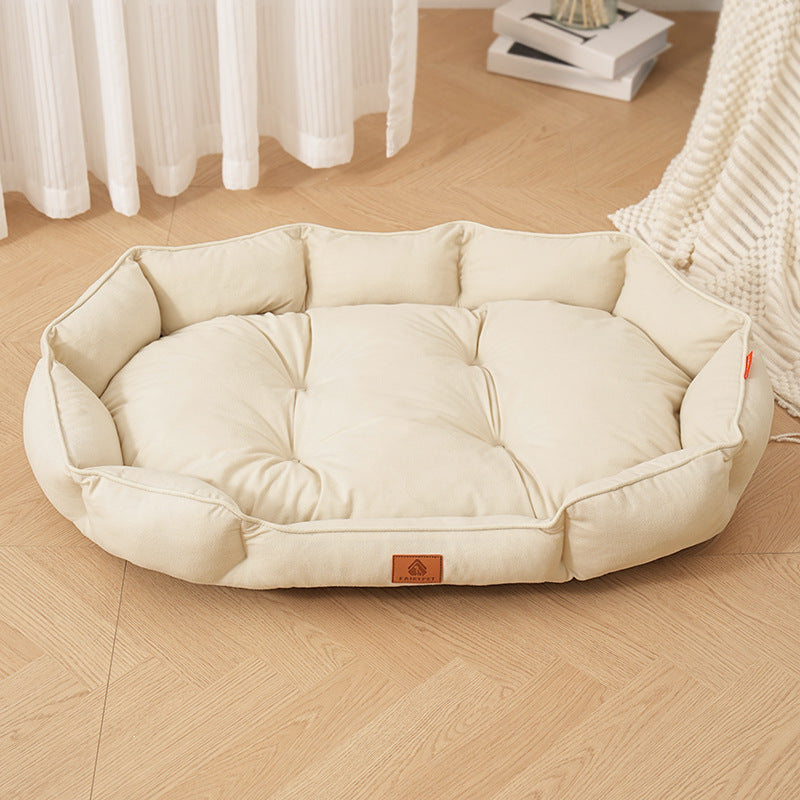 OvalNest Suede Dog Bed 🫖🐾 — Soft Plush Pet Nest for Small, Medium & Large Dogs