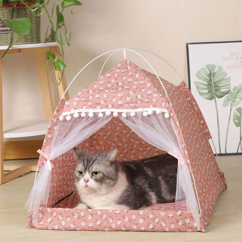 WigWam Pet Teepee Tent Bed ⛺🐾 — Indoor Canvas Tent House for Dogs & Cats