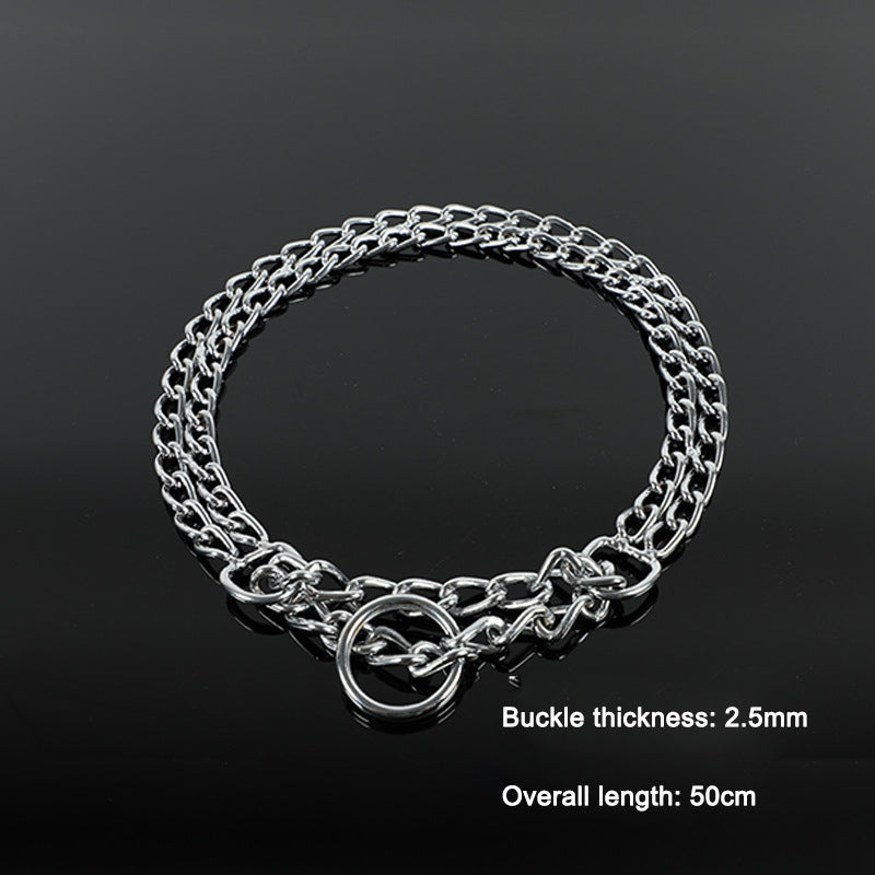 The ChainMaster Double Row Dog Training Collar - Durable Silver Chain Slip Collar for Dogs! 🐶🔗