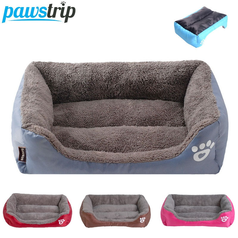 PawPrint Fleece Pet Sofa Bed 🐾🛋️ — Waterproof Non-Slip Warm Nest for Dogs & Cats, 11 Colors