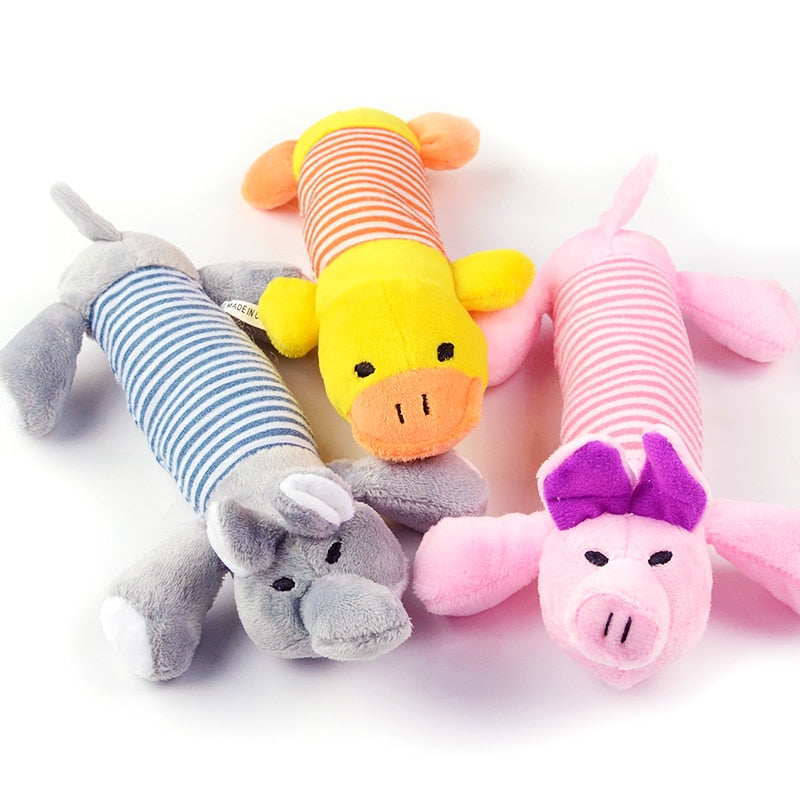 SquishPals Plush Squeaky Dog Toy 🐘🐷🦤 — Soft Fleece Chew & Cuddle Toy for Dogs & Cats
