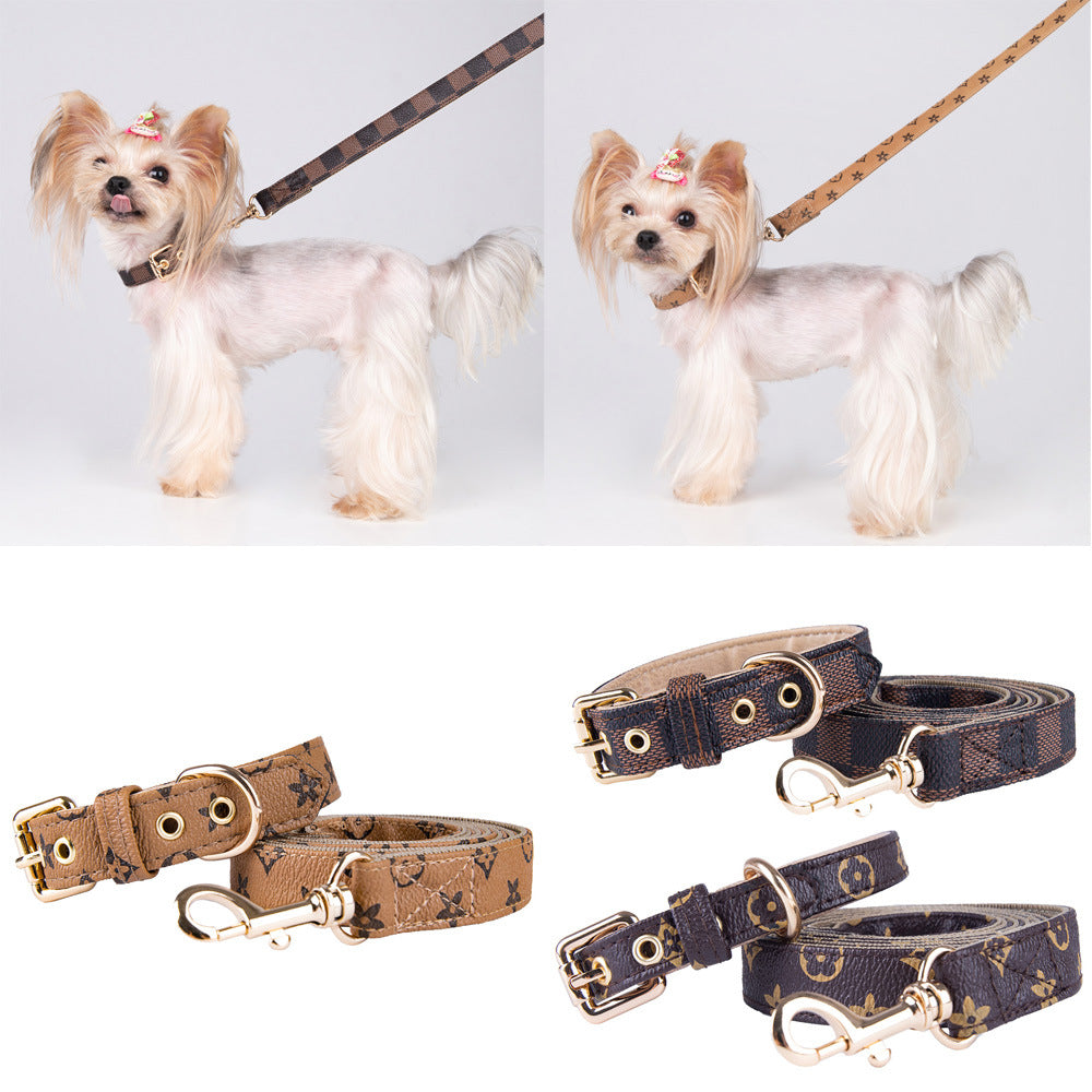 The LuxeLeash PU Leather Dog Collar & Leash Set - Stylish Anti-Tangle Walking Set for Dogs & Cats! 🐶🦴