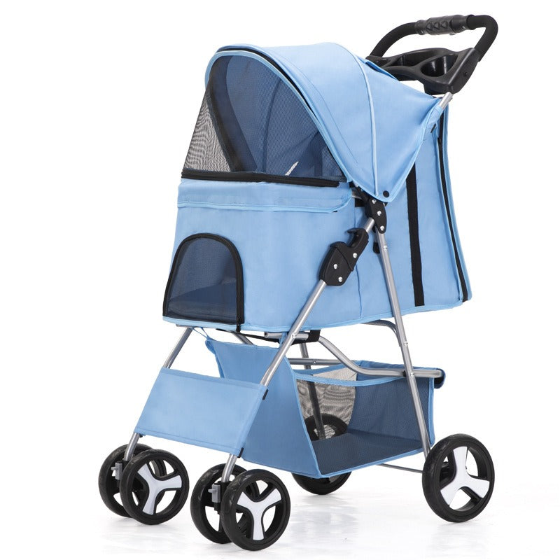 🐾 The Rolls-Royce of Pet Strollers – Foldable 4-Wheel Cart for Cats & Dogs 🐶🐱