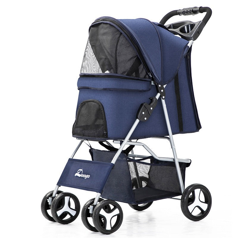 🐾 The Rolls-Royce of Pet Strollers – Foldable 4-Wheel Cart for Cats & Dogs 🐶🐱