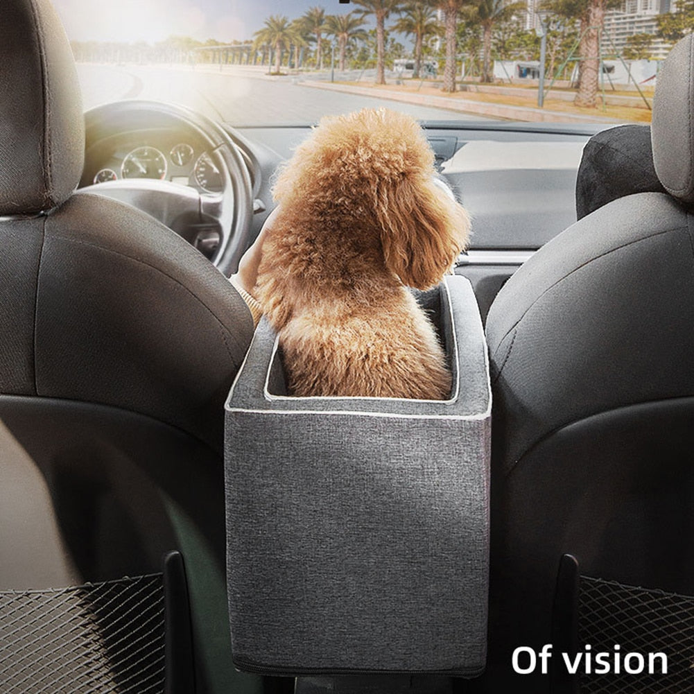 🚗🐾 Cozy Car Console Pet Seat – Portable Travel Bed & Booster for Dogs & Cats!