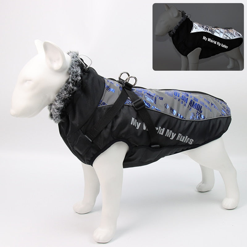 The RainRover Dog Jacket - Waterproof, Reflective & Fur-Collared for Big Dogs! 🐾🌧️