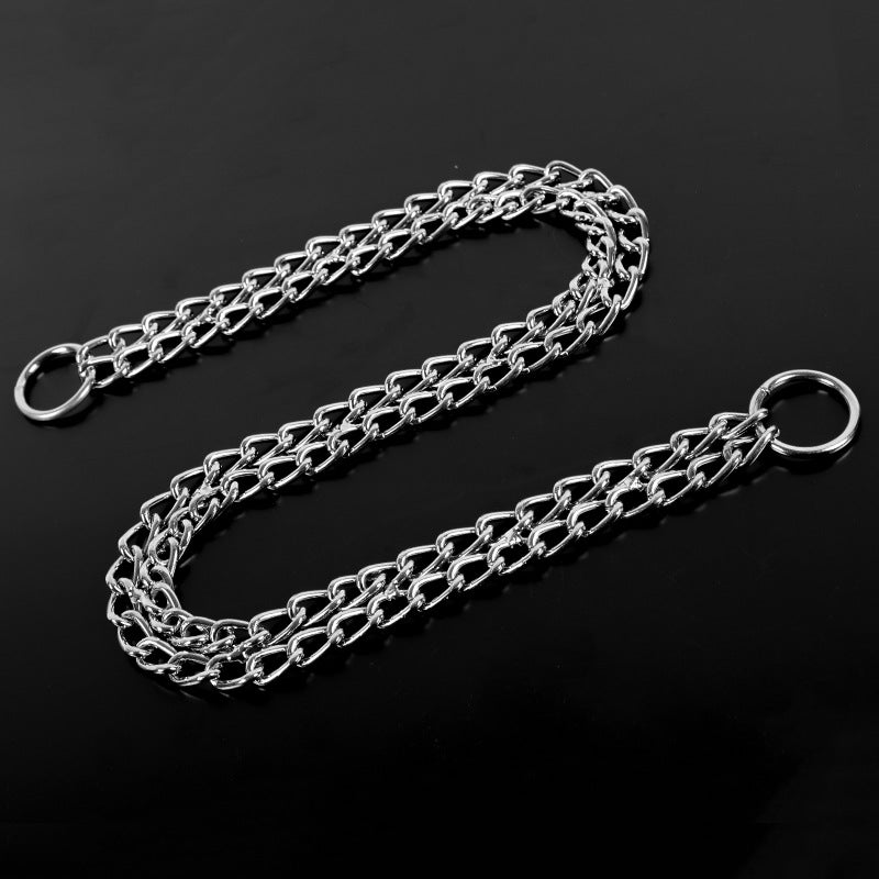 The ChainMaster Double Row Dog Training Collar - Durable Silver Chain Slip Collar for Dogs! 🐶🔗