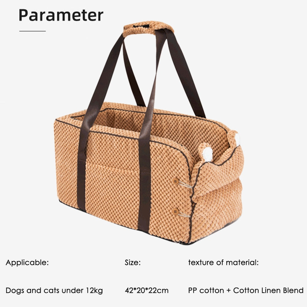 🚗🐾 Cozy Car Console Pet Seat – Portable Travel Bed & Booster for Dogs & Cats!
