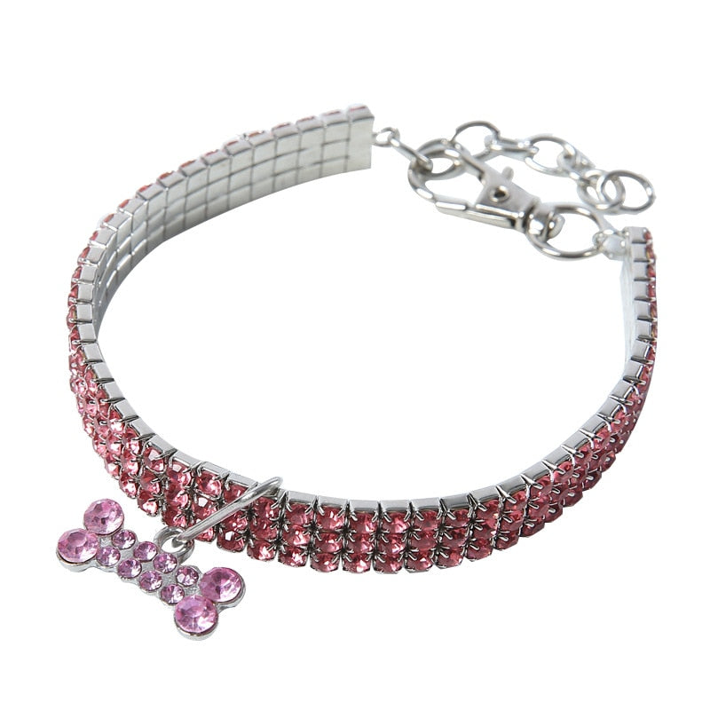 The BlingBone Crystal Dog Collar - Sparkling Bone Pendant Necklace for Small & Medium Dogs! 🐶💎