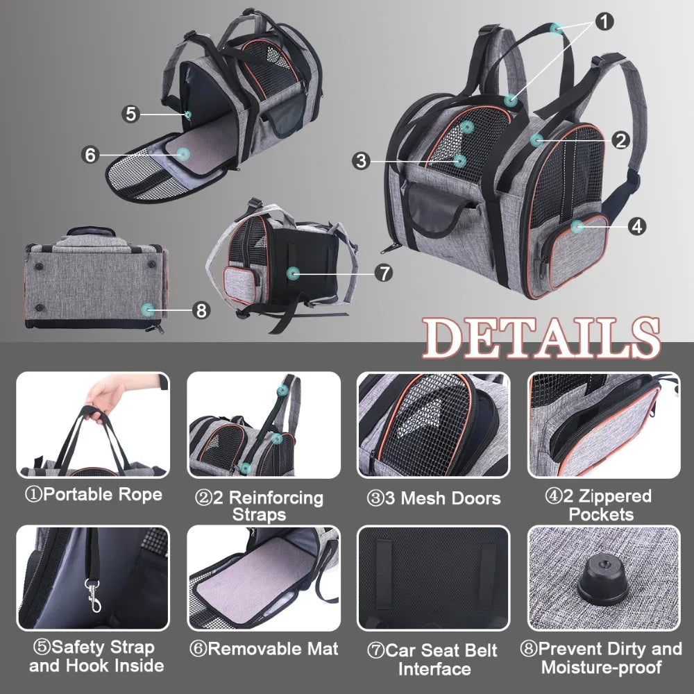 🐾 The Ultimate 6-in-1 Folding Pet Carrier – Bag, Car Seat, Basket & More! 🐶🐱