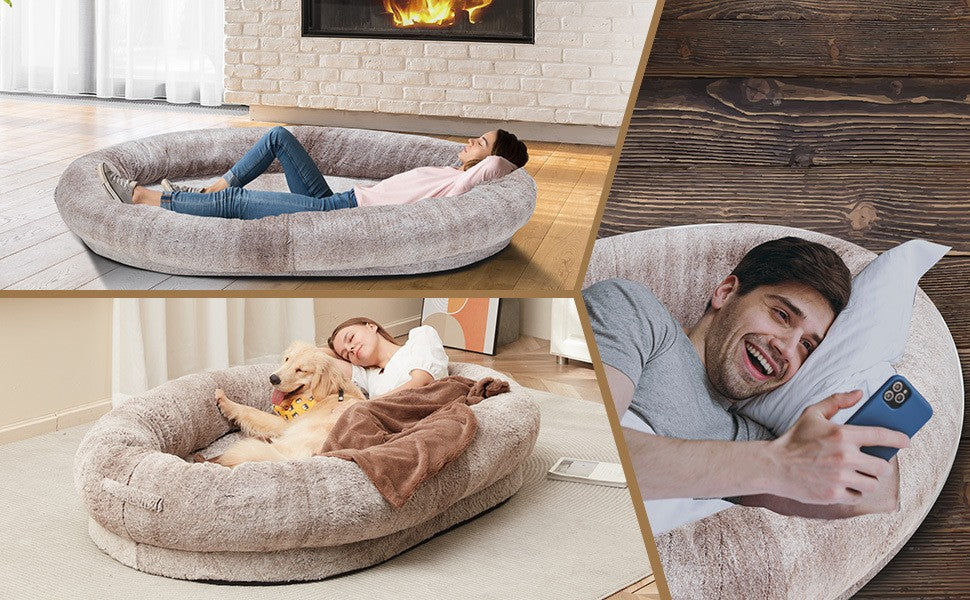 HumanNap Giant Dog Bed 🐾😴 — Oversized Portable Lounger for Dogs, Cats & Their Humans