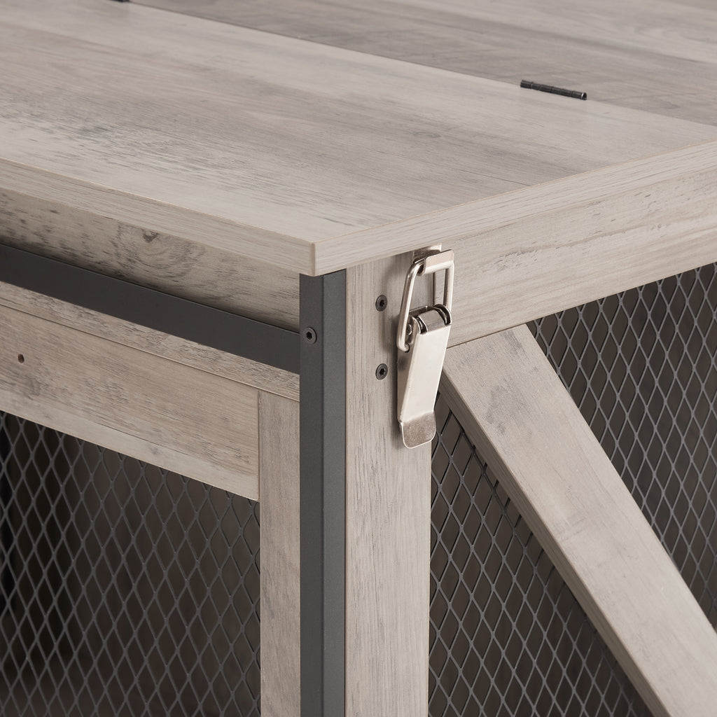 The HomeNest Farmhouse Dog Crate Furniture - Sliding Barn Door Kennel End Table with Flip-Top! 🐶🏡