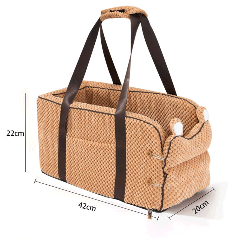 🚗🐾 Cozy Car Console Pet Seat – Portable Travel Bed & Booster for Dogs & Cats!