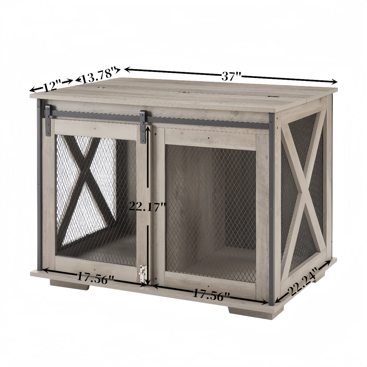 The HomeNest Farmhouse Dog Crate Furniture - Sliding Barn Door Kennel End Table with Flip-Top! 🐶🏡