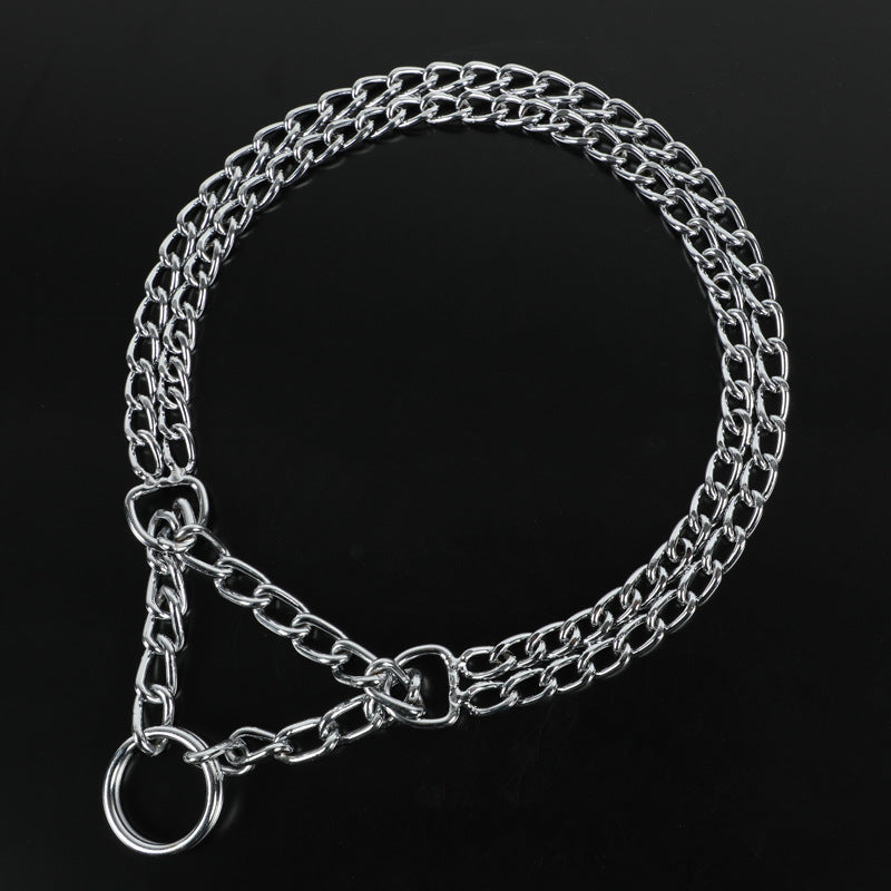 The ChainMaster Double Row Dog Training Collar - Durable Silver Chain Slip Collar for Dogs! 🐶🔗