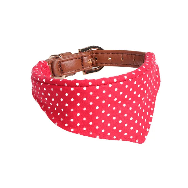 The DottyBow Pet Collar, Bandana & Leash Set - Adorable Polka Dot PU Leather for Dogs & Cats! 🐶🎁