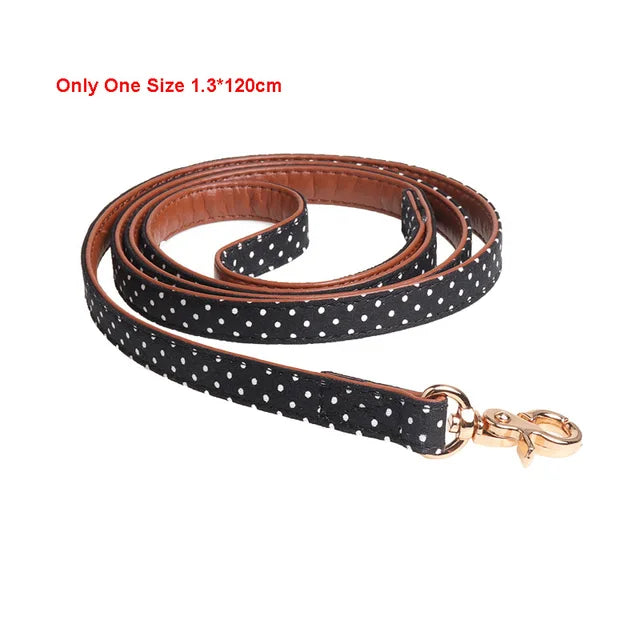 The DottyBow Pet Collar, Bandana & Leash Set - Adorable Polka Dot PU Leather for Dogs & Cats! 🐶🎁