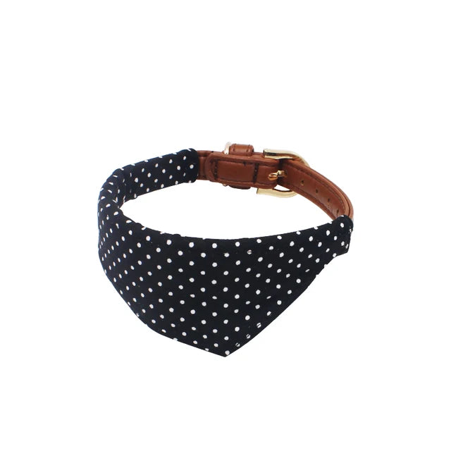 The DottyBow Pet Collar, Bandana & Leash Set - Adorable Polka Dot PU Leather for Dogs & Cats! 🐶🎁