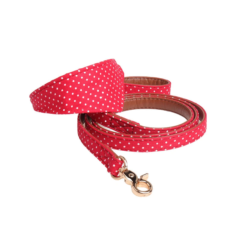 The DottyBow Pet Collar, Bandana & Leash Set - Adorable Polka Dot PU Leather for Dogs & Cats! 🐶🎁
